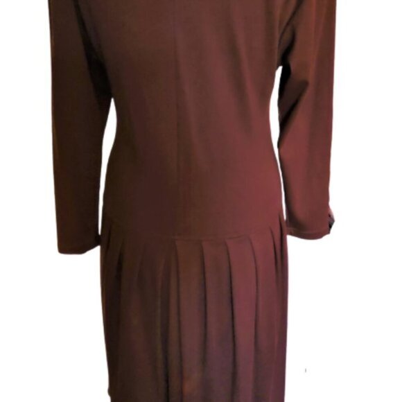 Vintage 90s low waist warm brown midi chic dress - Picture 9 of 11